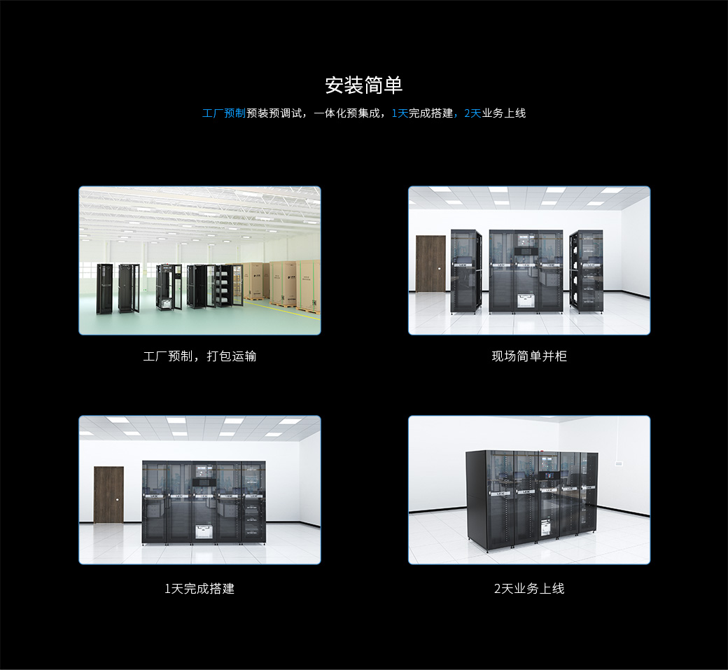 安装简单-工厂预制预装预调试，一体化预集成，1天完成搭建，2天业务上线